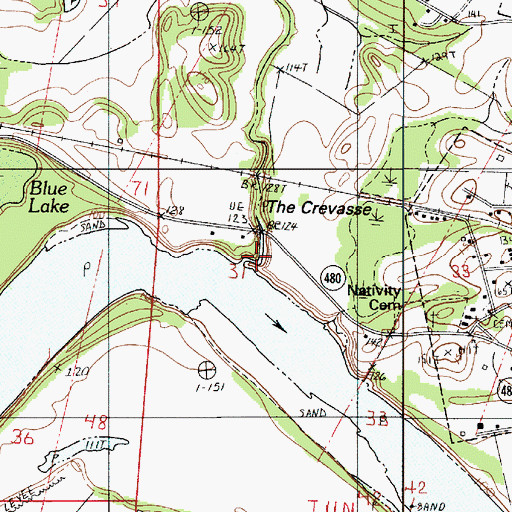 Topographic Map of The Crevasse, LA