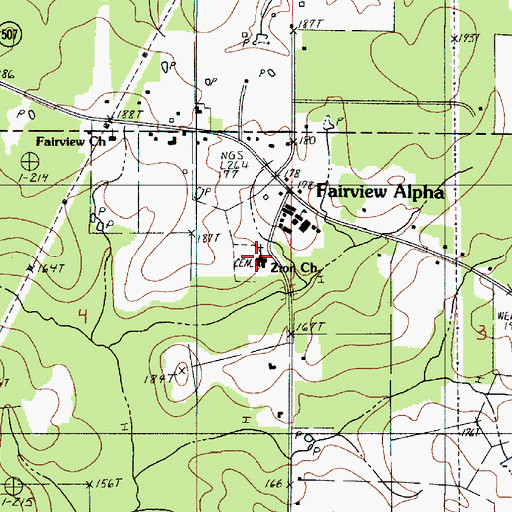 Topographic Map of Zion Church, LA