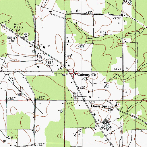 Topographic Map of Calvary Church, LA