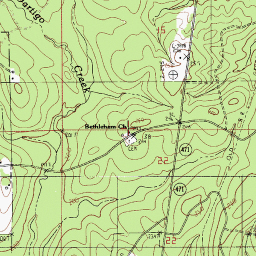 Topographic Map of Bethlehem Church, LA