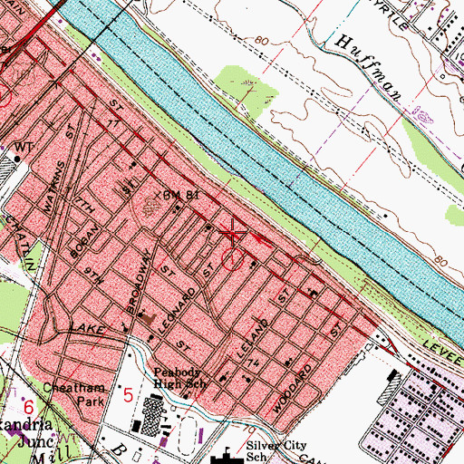 Topographic Map of Jesus Christ Apostolic Holiness Church, LA