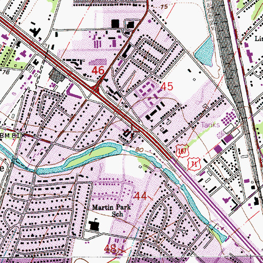 Topographic Map of MacArthur Drive United Methodist Church, LA