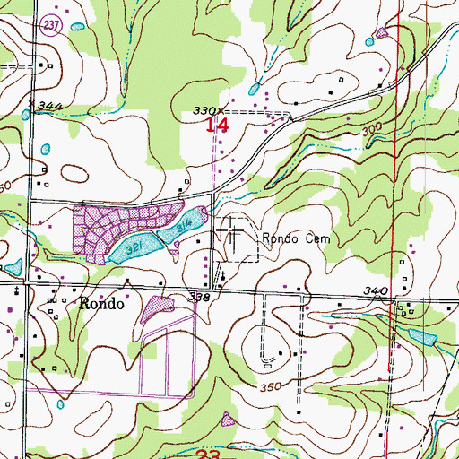 Topographic Map of Rondo Cemetery, AR