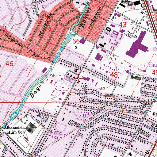 Topographic Map of Calvary Baptist Church, LA