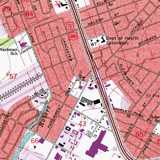 Topographic Map of Dunbar Plaza Shopping Center, LA