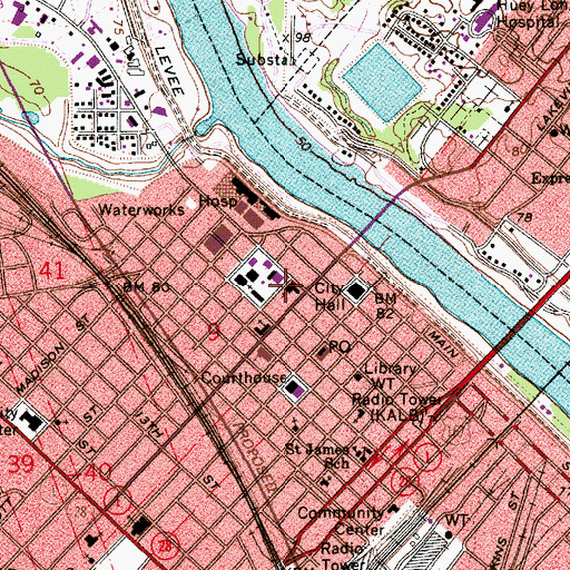 Topographic Map of Emmanuel Baptist Church, LA