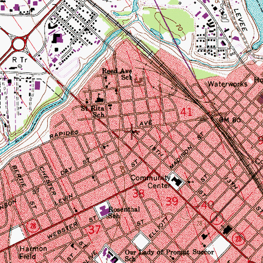 Topographic Map of Mount Zion Missionary Baptist Church, LA