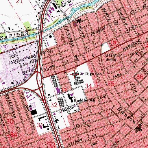 Topographic Map of Alexandria Middle Magnet School, LA