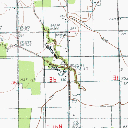 Topographic Map of Rooker Creek, AR