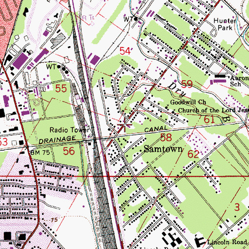 Topographic Map of Love Fellowship Christian Church, LA