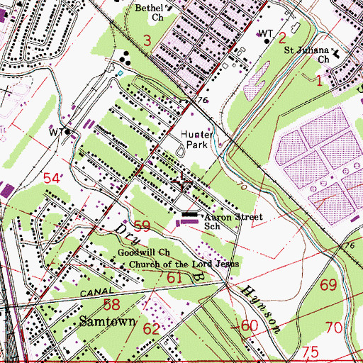 Topographic Map of New Zion Baptist Church, LA
