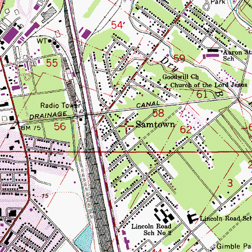 Topographic Map of Holy Family Catholic Church, LA