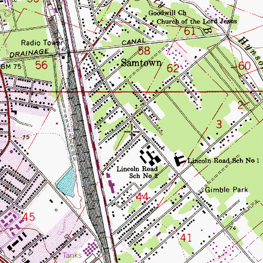 Topographic Map of Second New Light Baptist Church, LA
