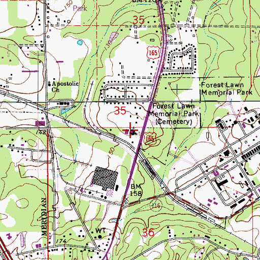 Topographic Map of Kingsville Baptist Church, LA