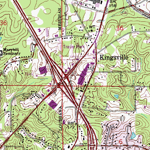 Topographic Map of Kings County Shopping Center, LA