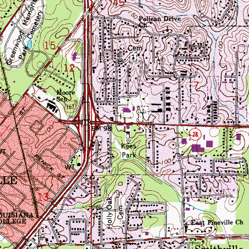 Topographic Map of Pineville Civic Center, LA