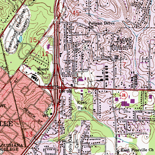 Topographic Map of Pineville Park Baptist Church, LA