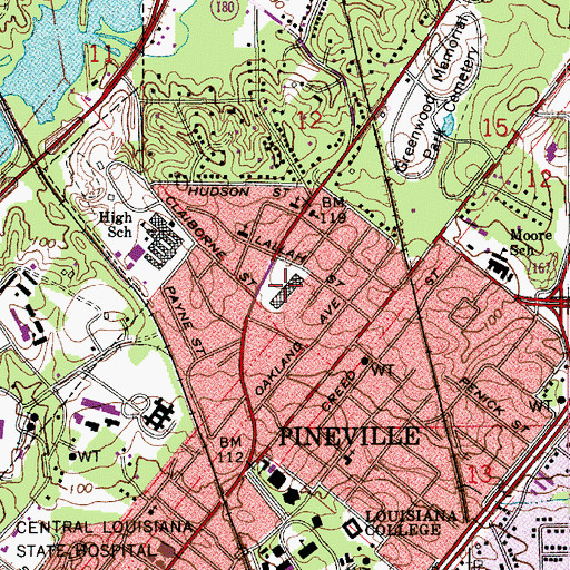 Topographic Map of Pine Plaza Shopping Center, LA