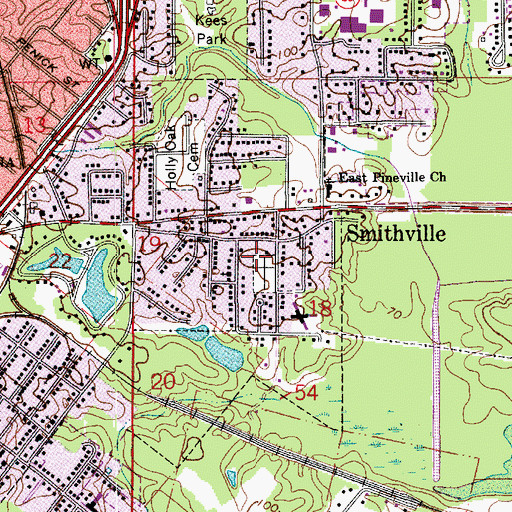 Topographic Map of Lincoln Memorial Cemetery, LA