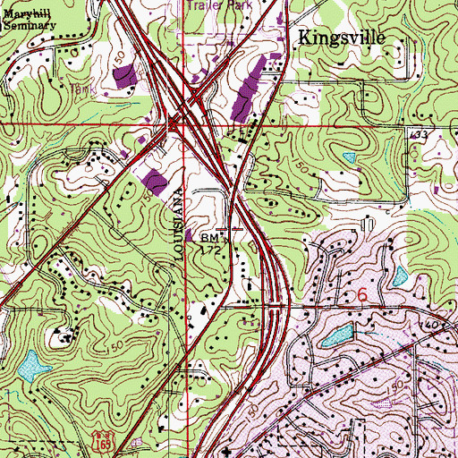 Topographic Map of Kingdom Hall of Jehovahs Witnesses, LA