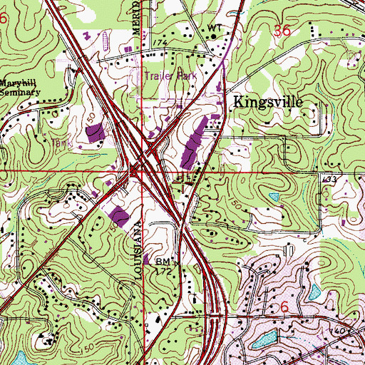 Topographic Map of Northside Baptist Church, LA