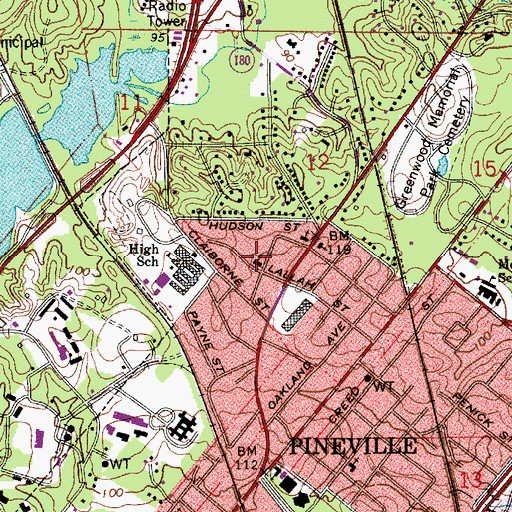 Topographic Map of Pineville First Church of the Nazarene, LA
