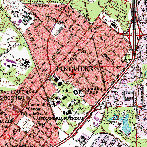 Topographic Map of College Drive Baptist Church, LA