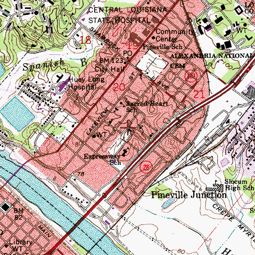 Topographic Map of Wesley United Methodist Church, LA