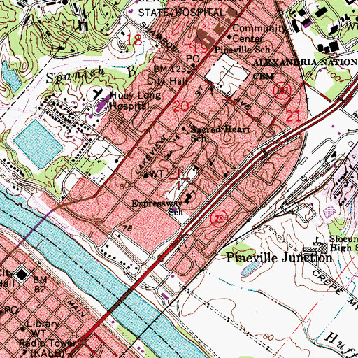 Topographic Map of Wesley Cemetery, LA