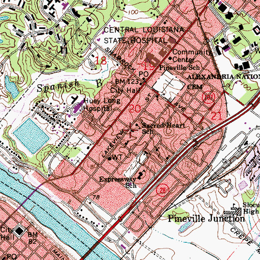 Topographic Map of Sacred Heart Catholic Church, LA