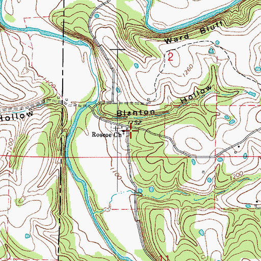 Topographic Map of Roscoe Church, AR