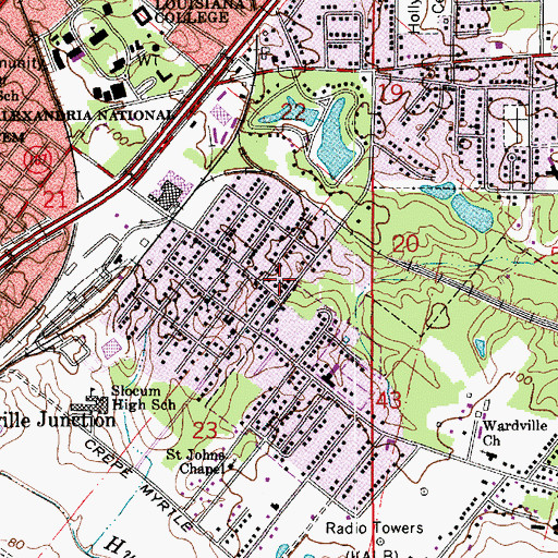 Topographic Map of Lakeside Church of the Nazarene, LA