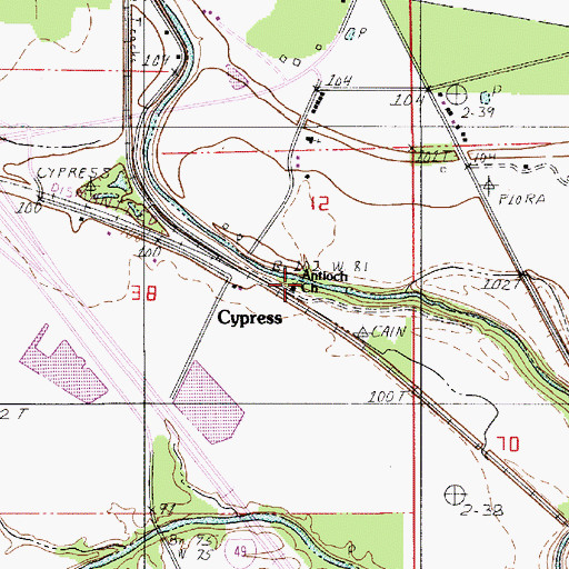 Topographic Map of Antioch Church, LA