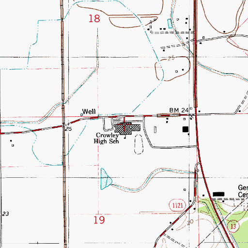 Topographic Map of Crowley High School, LA
