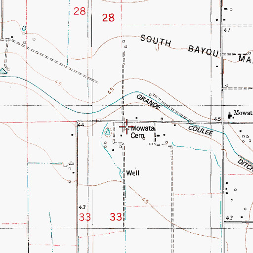 Topographic Map of Mowata Cemetery, LA