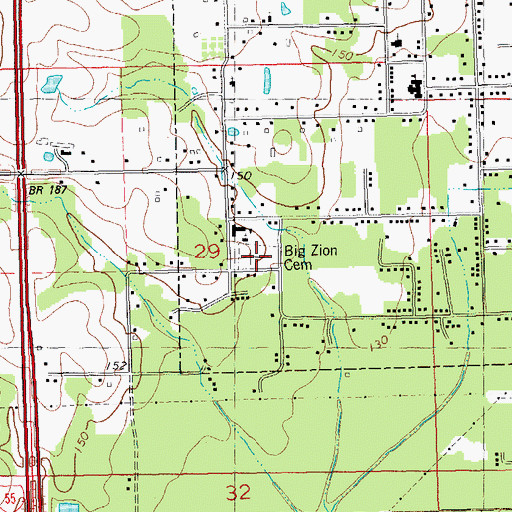 Topographic Map of Big Zion Cemetery, LA