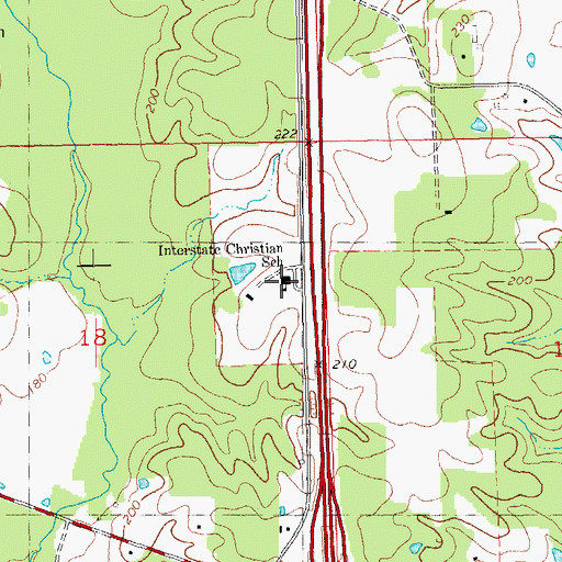 Topographic Map of Interstate Christian School, LA
