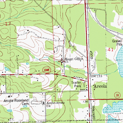 Topographic Map of Mount Gillion Church, LA