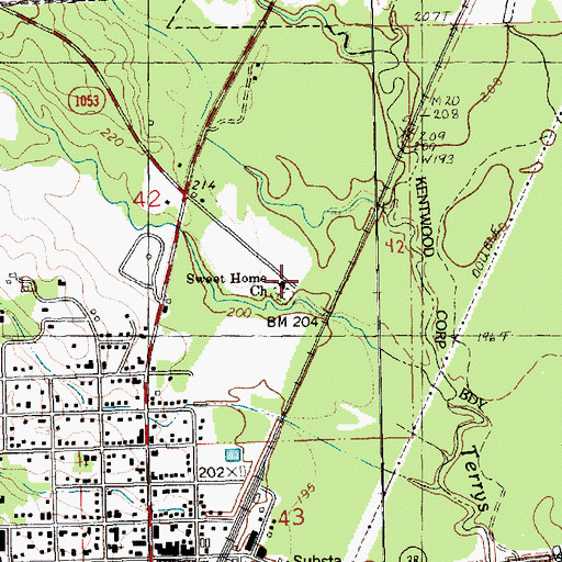 Topographic Map of Sweet Home Church, LA