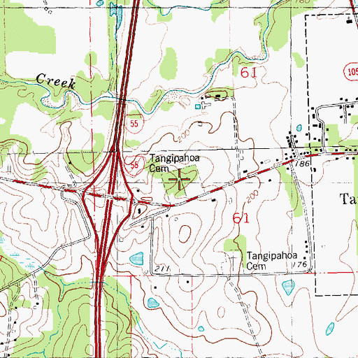 Topographic Map of Tangipahoa Cemetery, LA