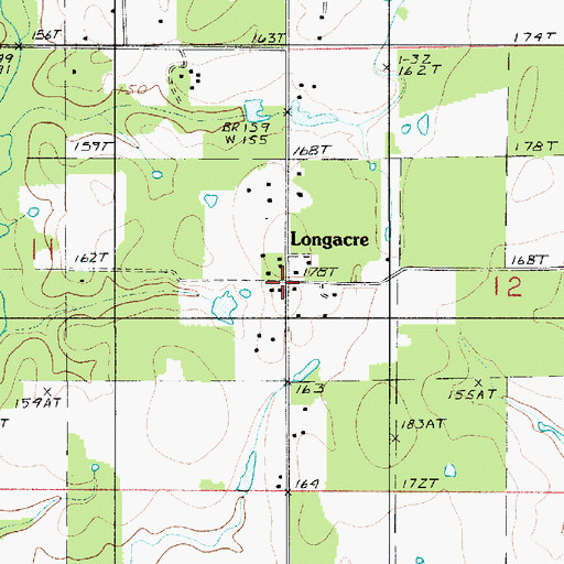 Topographic Map of Longacre, LA