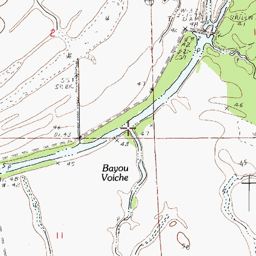 Topographic Map of Bayou Voiche, LA