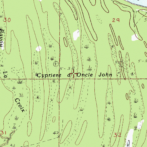 Topographic Map of Cyprire  Oncle John, LA