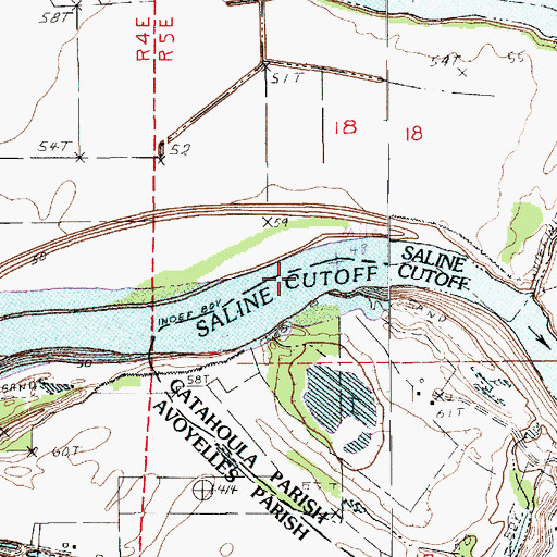 Topographic Map of Saline Cutoff, LA