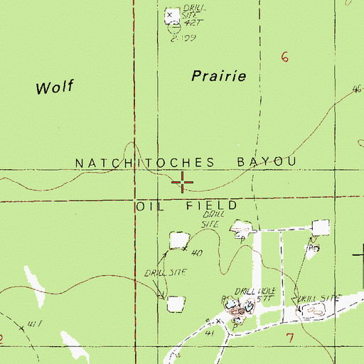 Topographic Map of Natchitoches Bayou Oil Field, LA
