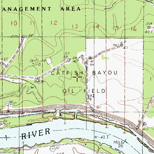 Topographic Map of Catfish Bayou Oil Field, LA