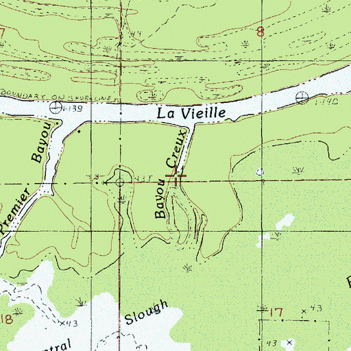 Topographic Map of Bayou Creux, LA