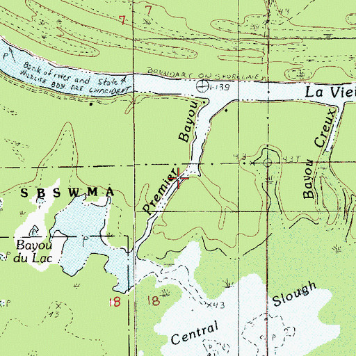 Topographic Map of Premier Bayou, LA