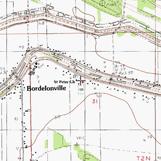 Topographic Map of Saint Peter Church, LA