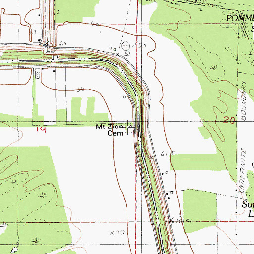 Topographic Map of Mount Zion Cemetery, LA